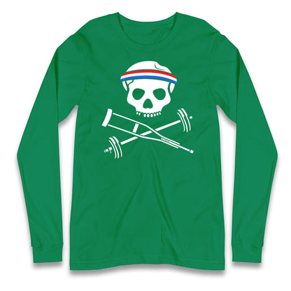 Johnny Knoxville Crutch Barbell and Bones Longsleeve T Shirt