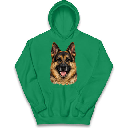 German Shepherd Dog Face Kids Hoodie