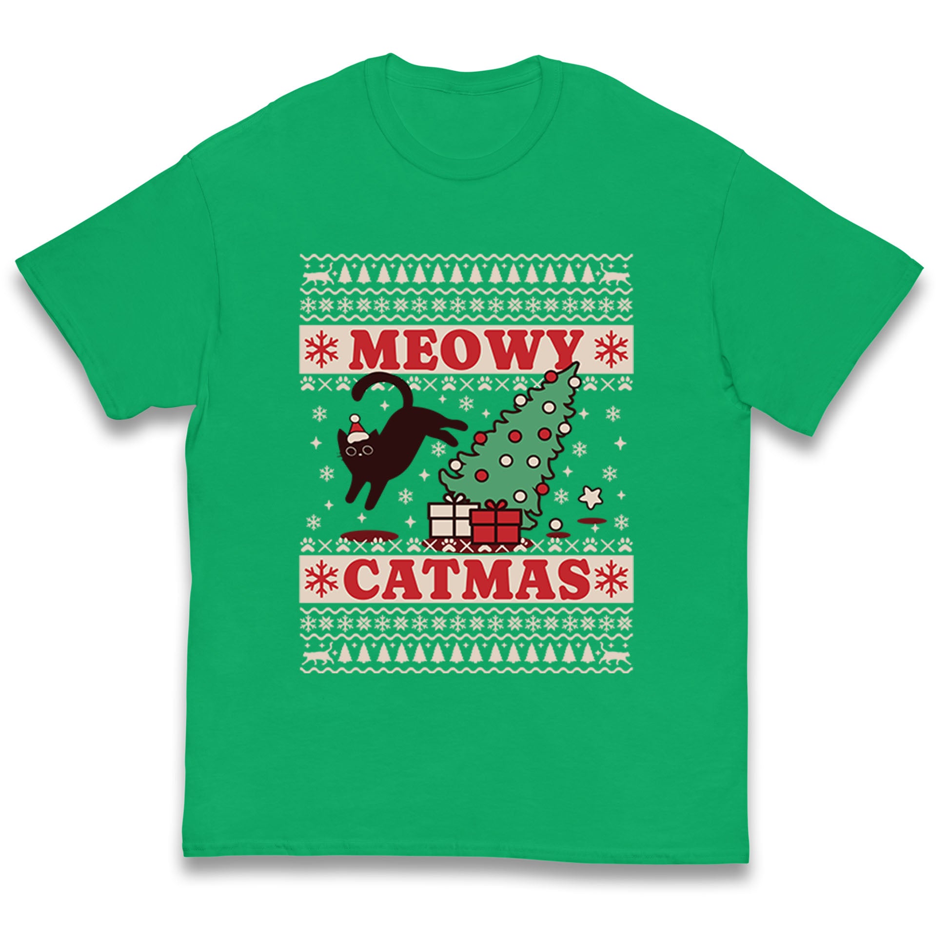 Christmas Cat Kids T Shirt
