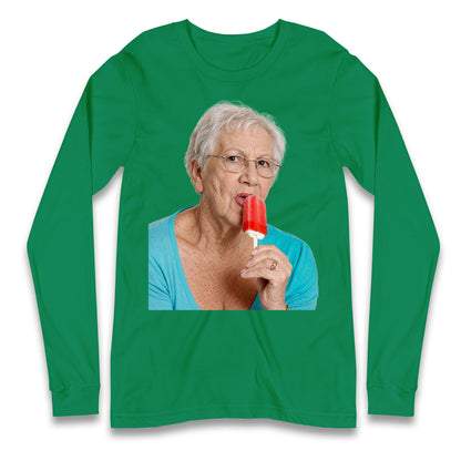 Grandma Licking Lollipop Seductively Longsleeve T Shirt