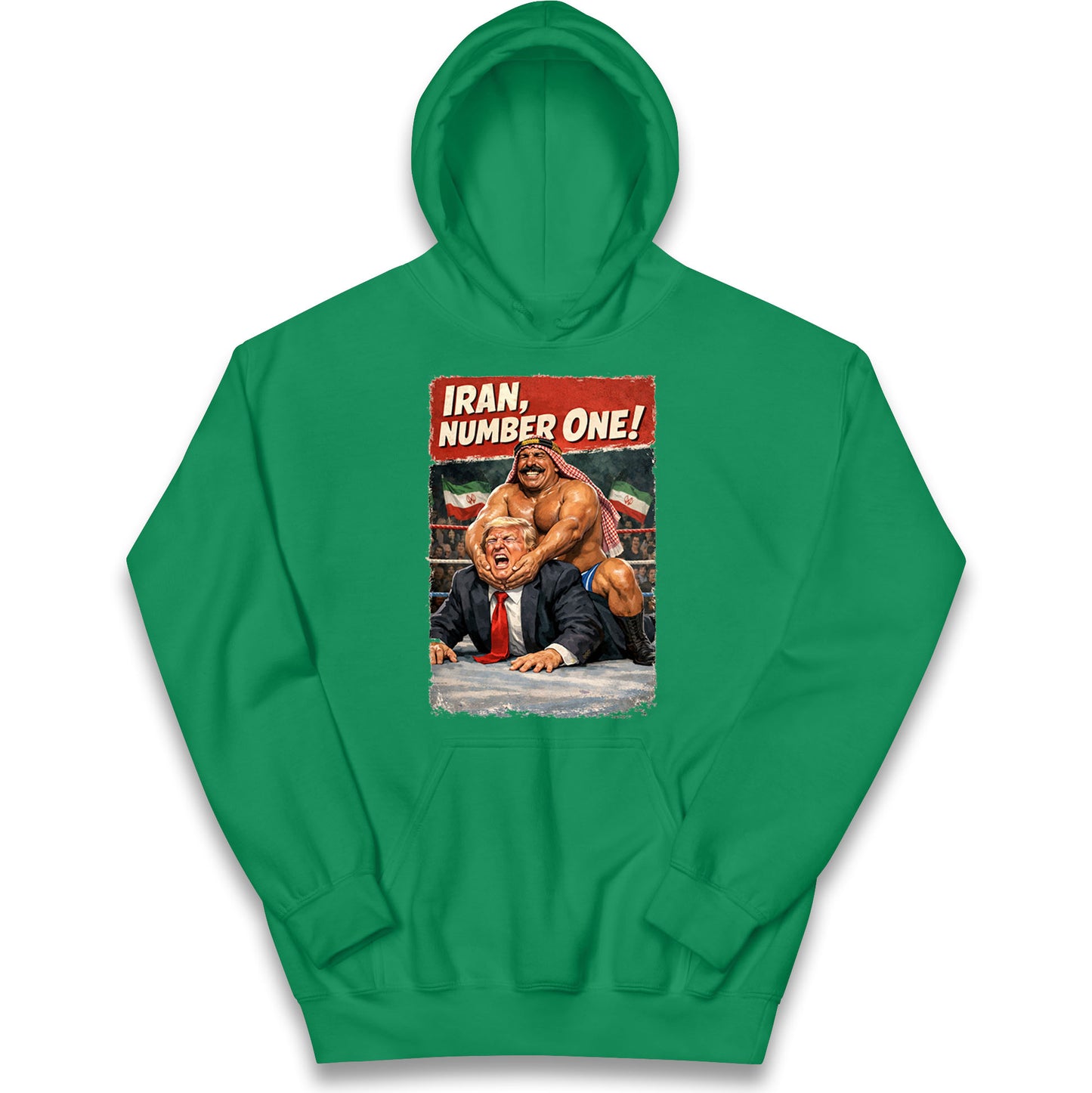 Donald Trump Iron Sheik Iran Wrestling Kids Hoodie