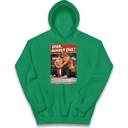 Donald Trump Iron Sheik Iran Wrestling Kids Hoodie