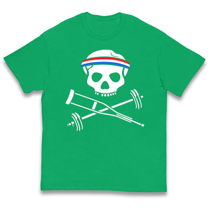Johnny Knoxville Crutch Barbell and Bones Kids T Shirt 