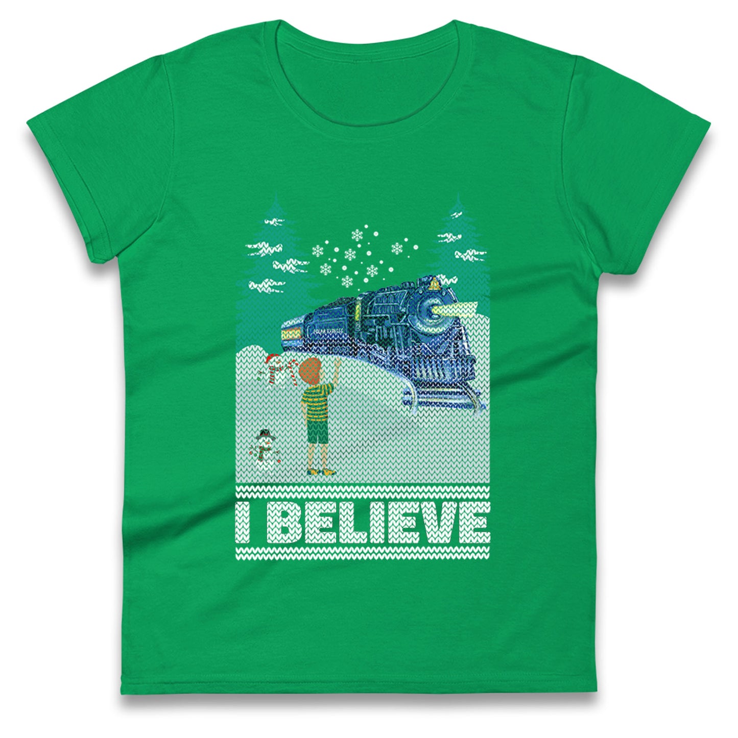 I Beleive Polar Express Christmas Womens t shirt