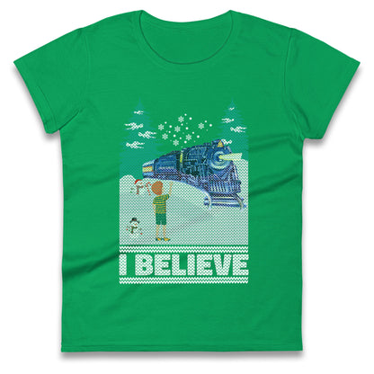I Beleive Polar Express Christmas Womens t shirt
