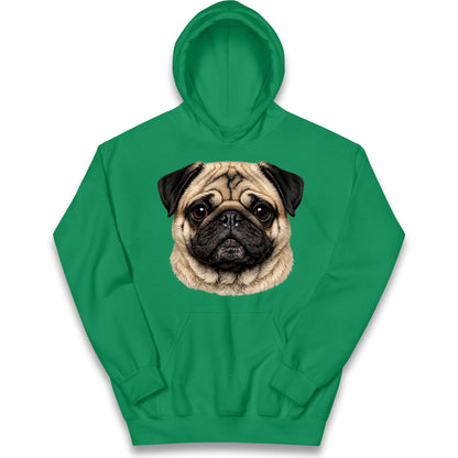 Pug Dog Face Kids Hoodie