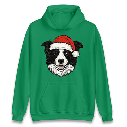 Border Collie Face Christmas Hoodie
