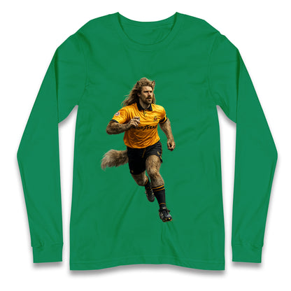 Retro The Wolf Wolves Football Longsleeve T Shirt