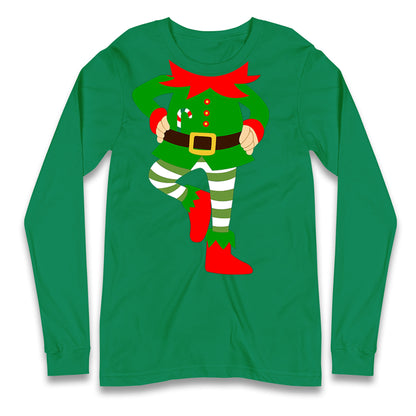 Personalise Christmas Party Wear Elf Long Sleeve T Shirt