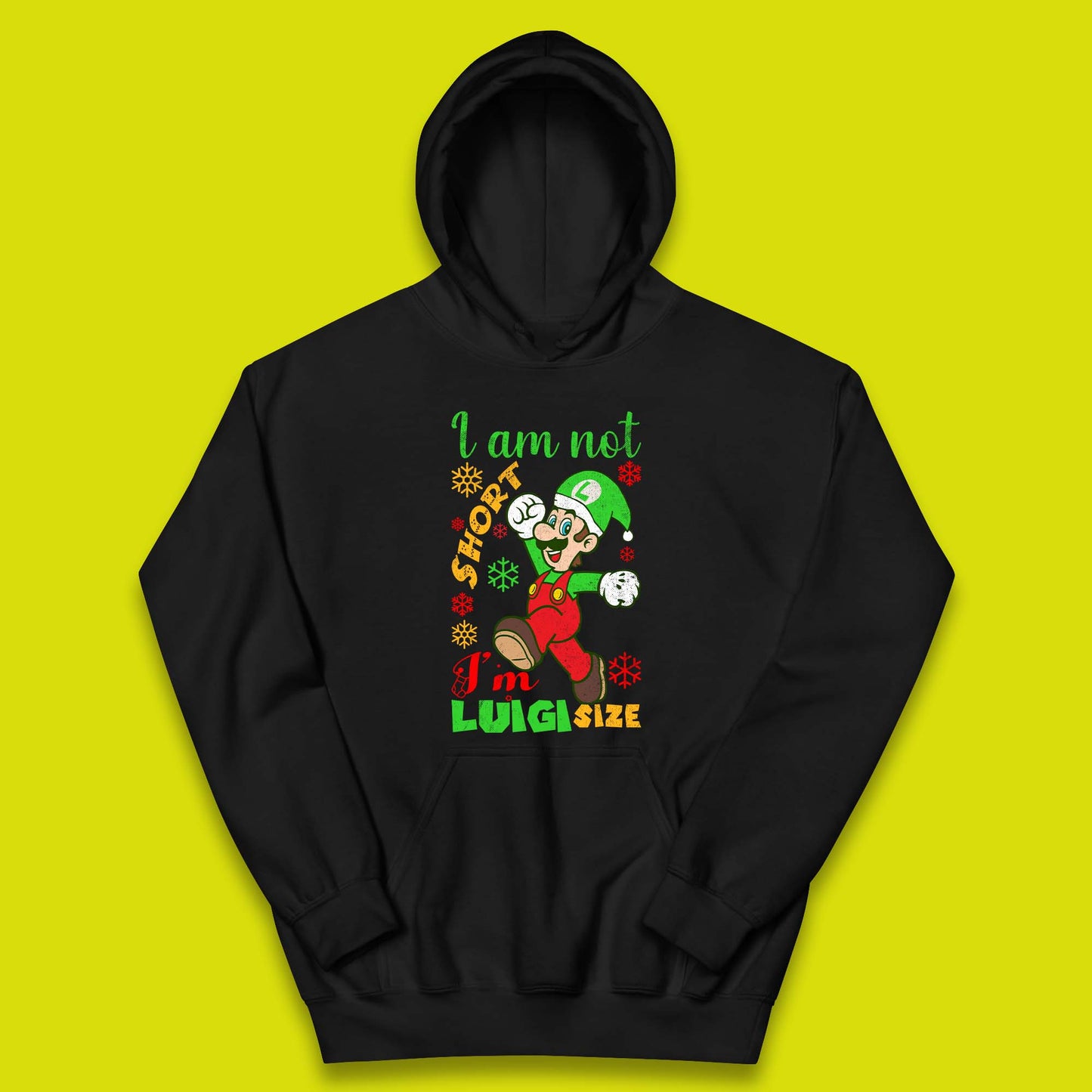 Luigi Size Mario Size Christmas Kids Hoodie