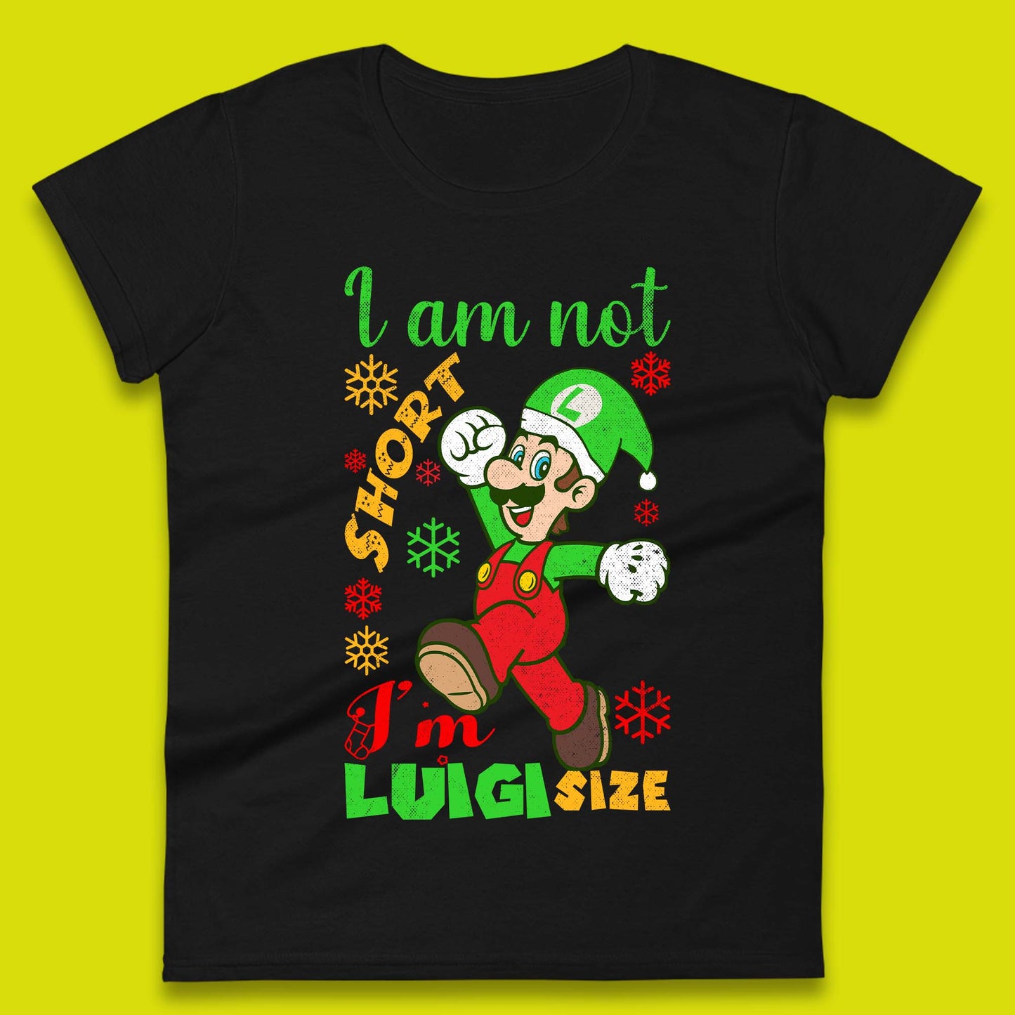 Luigi Size Mario Size Christmas Womens T-Shirt