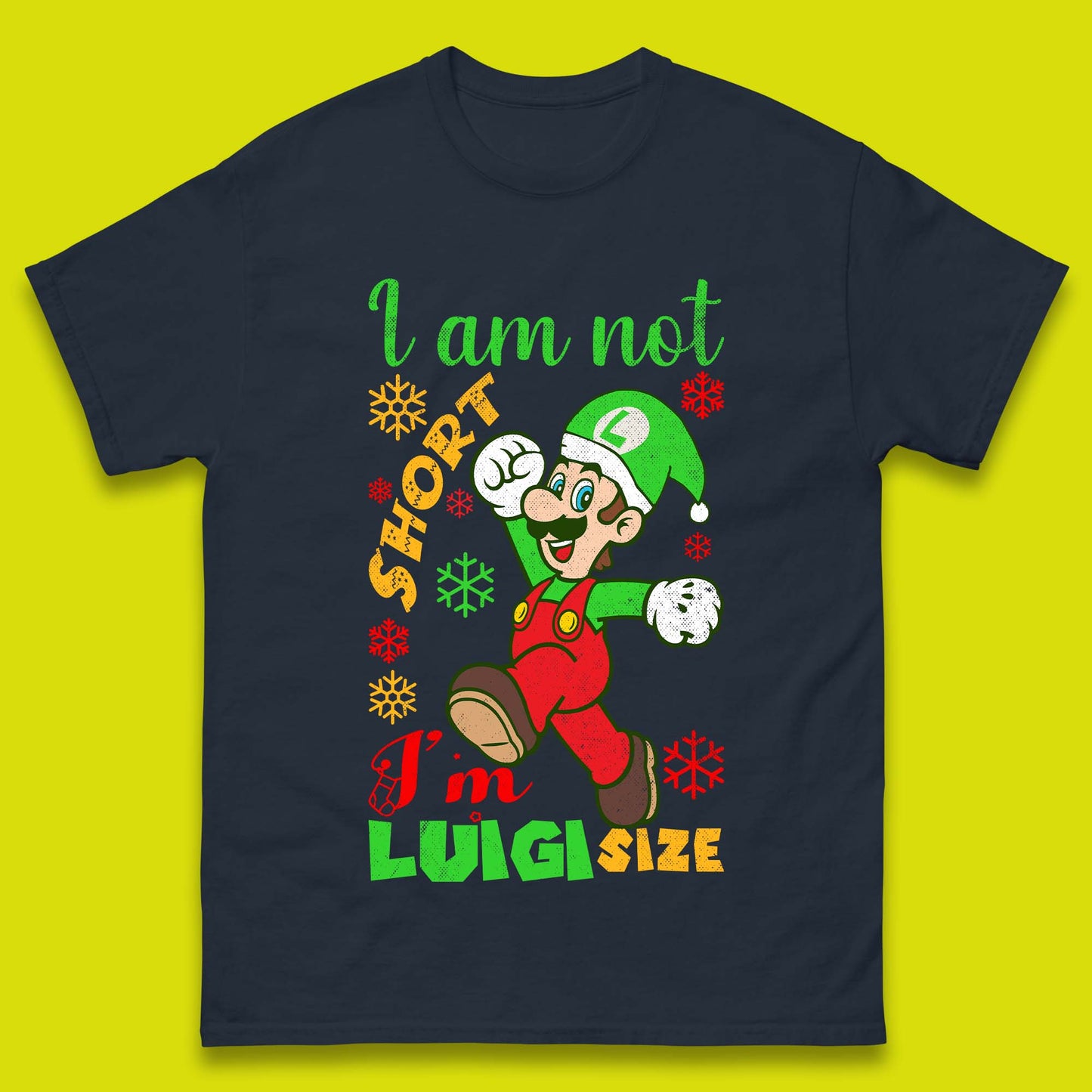 Luigi Size Mario Size Christmas Mens T-Shirt