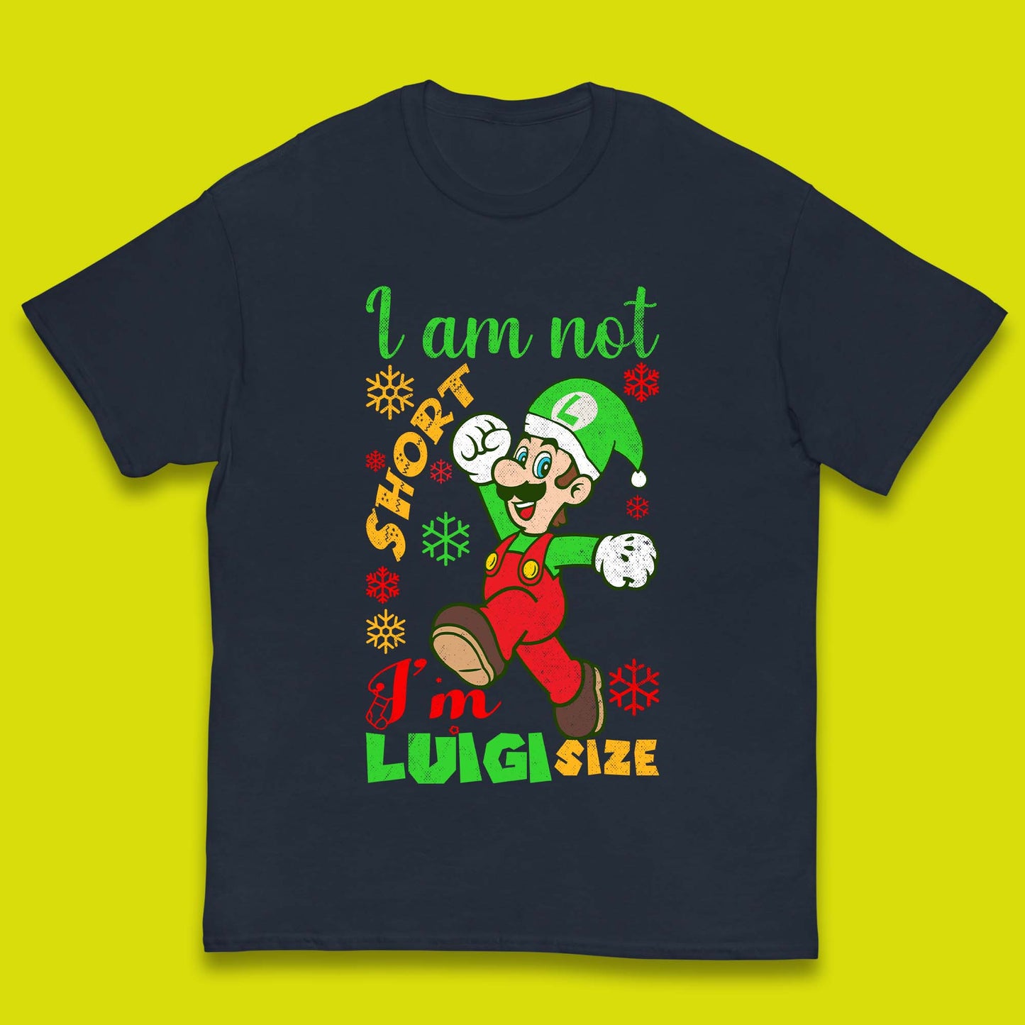 Luigi Size Mario Size Christmas Kids T-Shirt