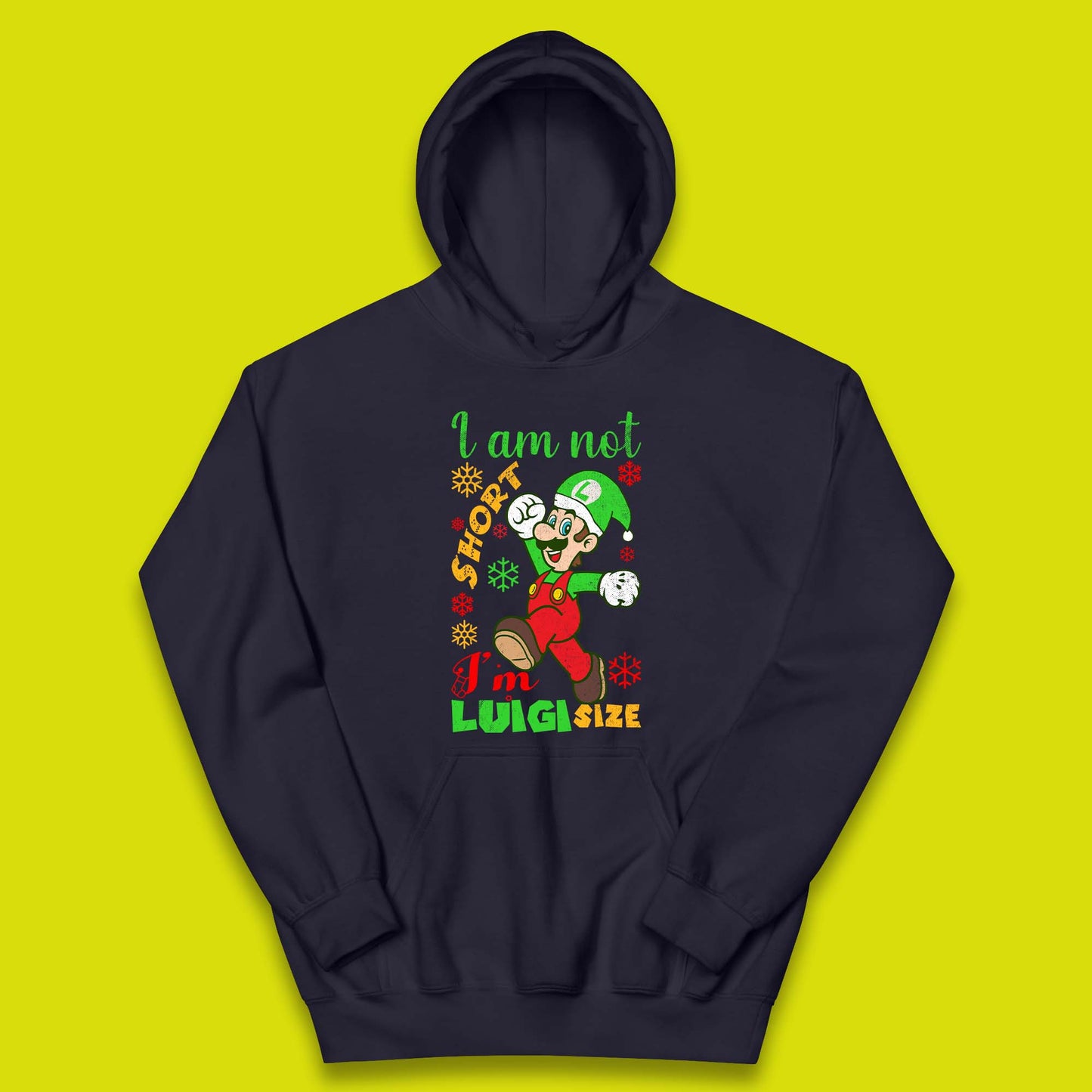 Luigi Size Mario Size Christmas Kids Hoodie