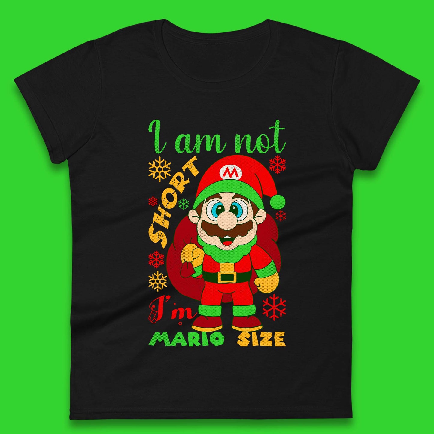 Luigi Size Mario Size Christmas Womens T-Shirt