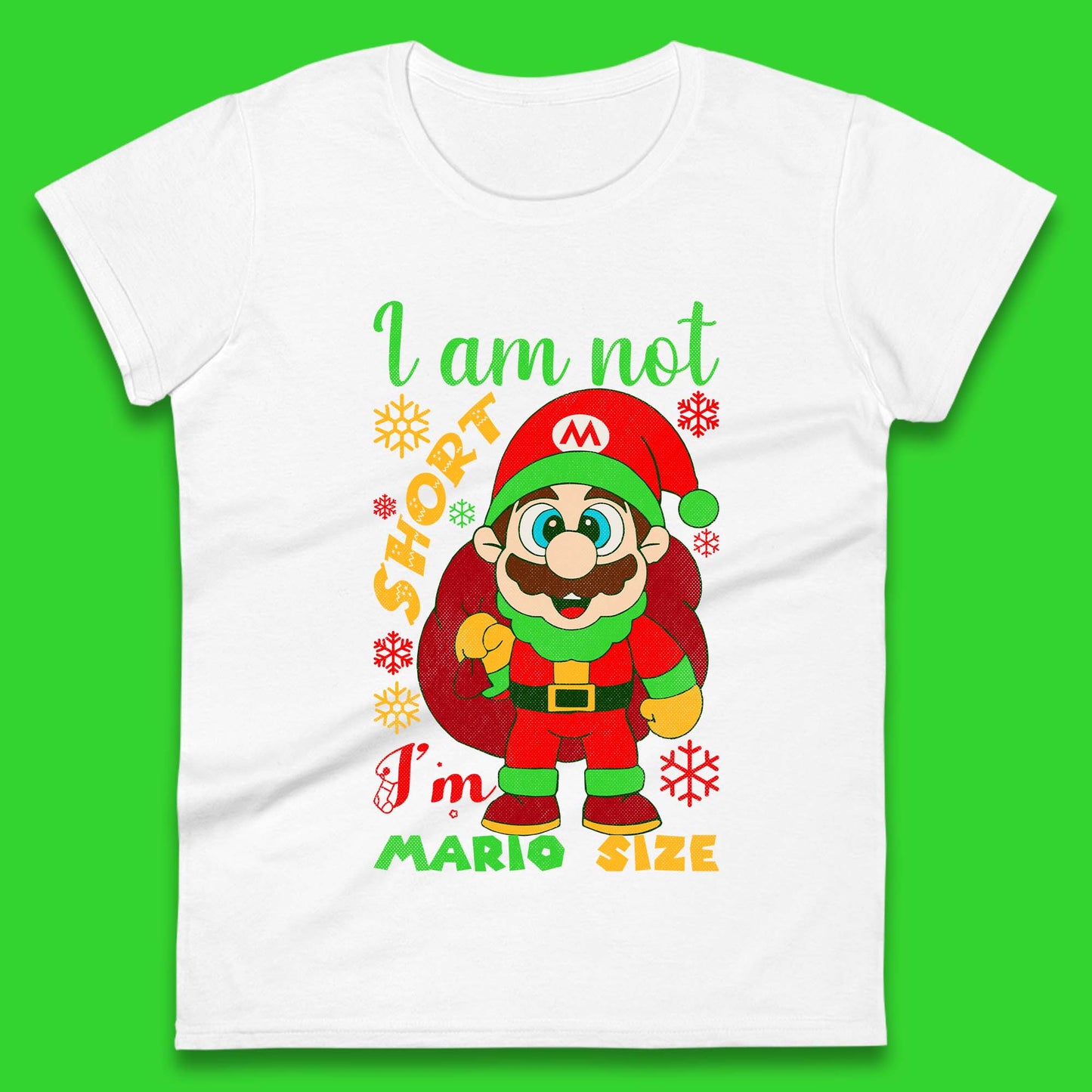 Luigi Size Mario Size Christmas Womens T-Shirt