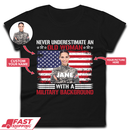 Personalised Never Underestimate An Old Woman T-Shirt