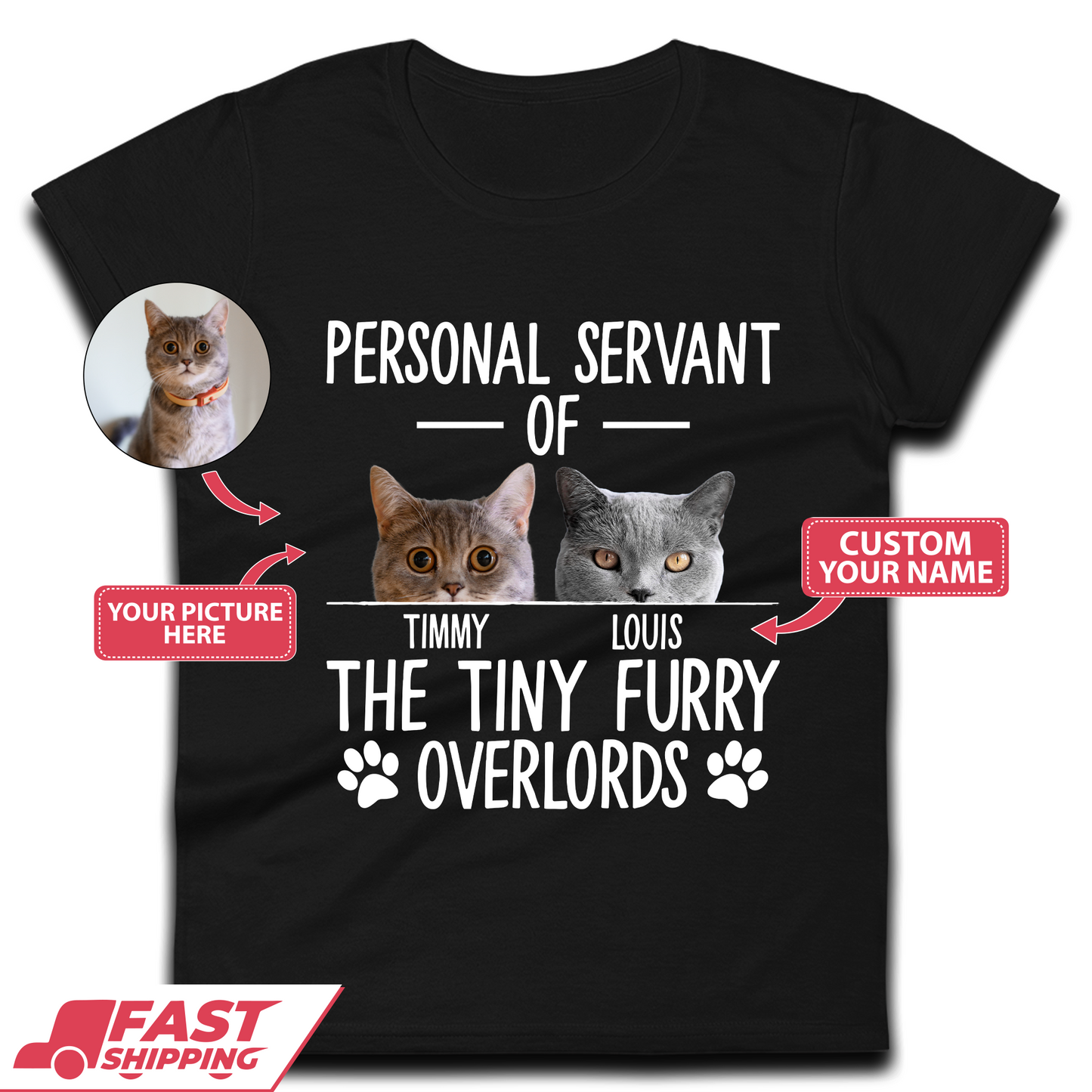 Personalised Servant Of The Tiny Furry Overlords Womens T-Shirt