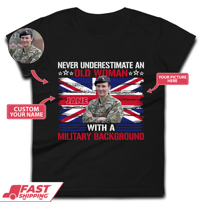 Personalised Never Underestimate An Old Woman T-Shirt