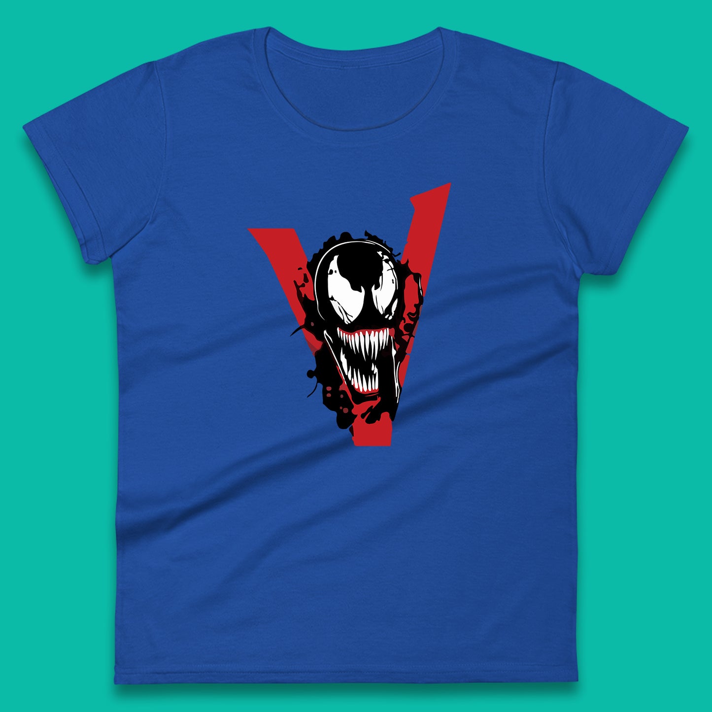 Marvel Venom Face Side View Tongue Out Marvel Avengers Superheros Movie Character Womens Tee Top