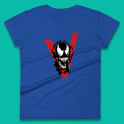 Marvel Venom Face Side View Tongue Out Marvel Avengers Superheros Movie Character Womens Tee Top