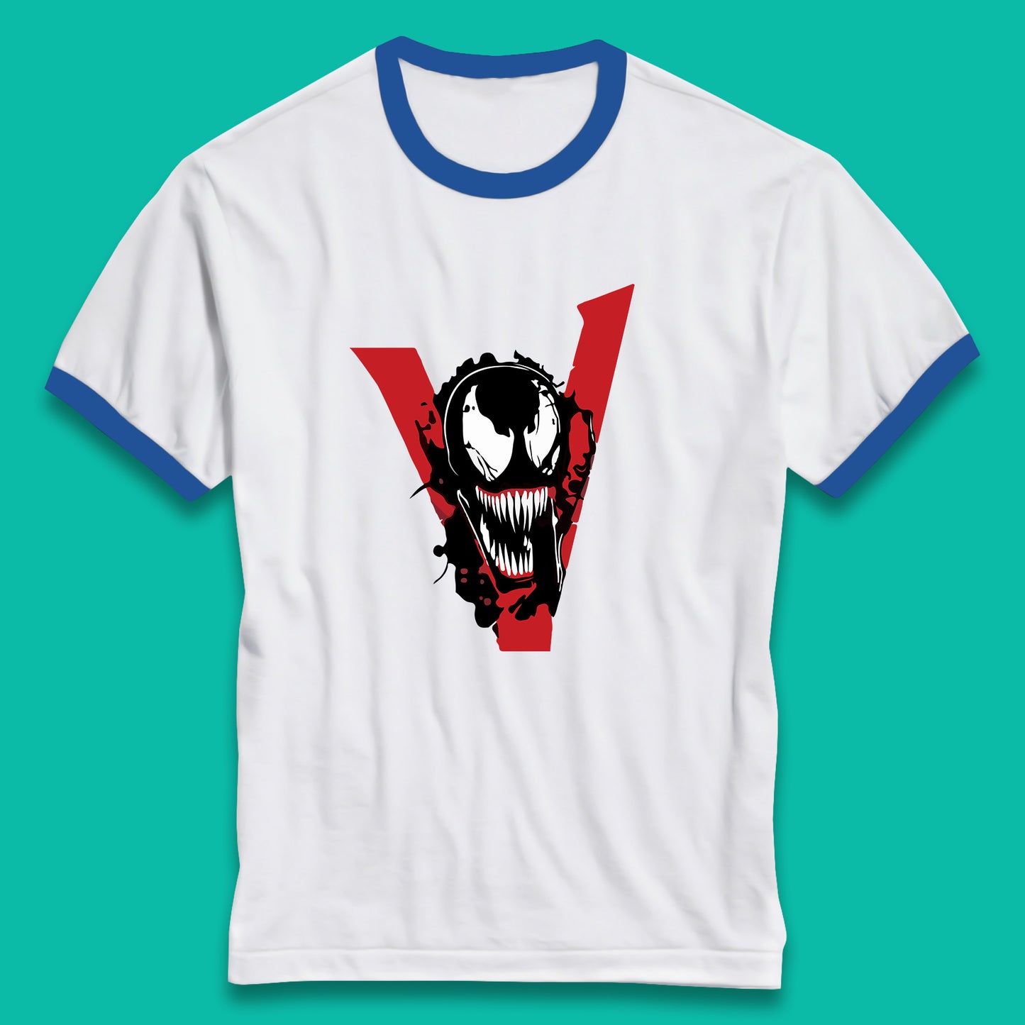 Marvel Venom Face Side View Tongue Out Marvel Avengers Superheros Movie Character Ringer T Shirt