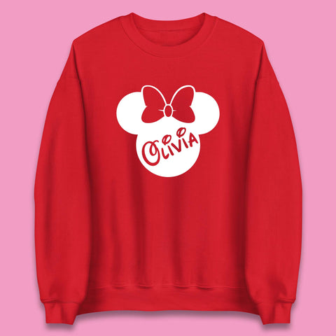 Personalised Disney Mickey Mouse And Minnie Mouse Head Your Name Disneyland Trip Unisex Sweatshirt