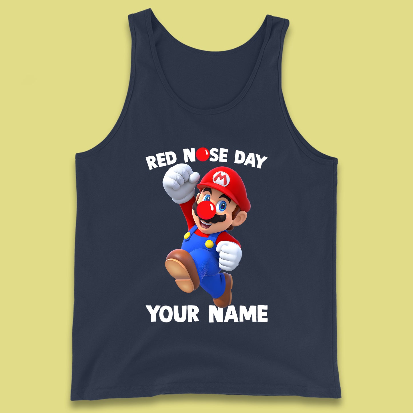 Personalised Super Mario Red Nose Day Tank Top