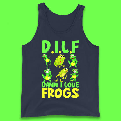 Dilf Damn I Love Frogs Funny Saying Animals Vintage Frog Lover Tank Top