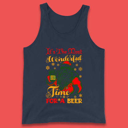santa drinking beer tank top
