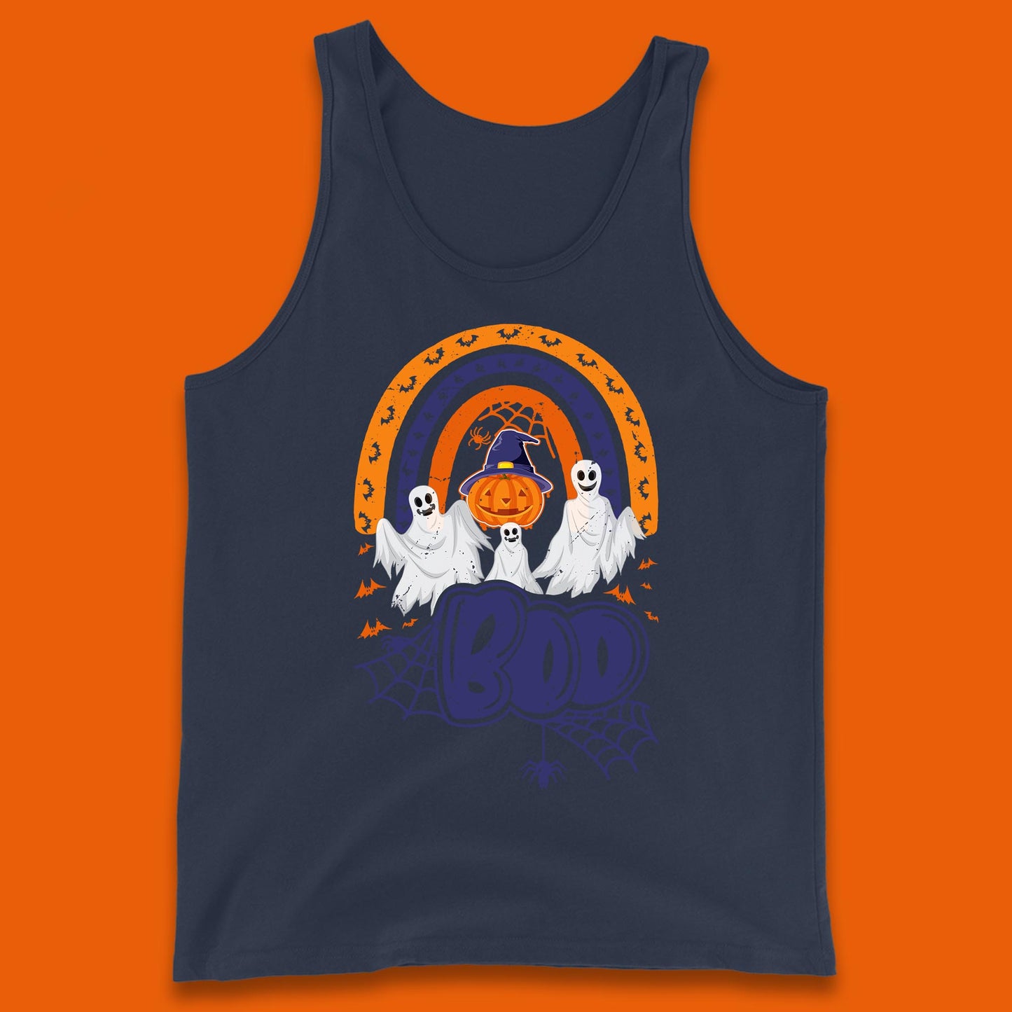 Halloween Boo Ghosts With Witch Pumpkin Scary Spooky Season Tank Top
