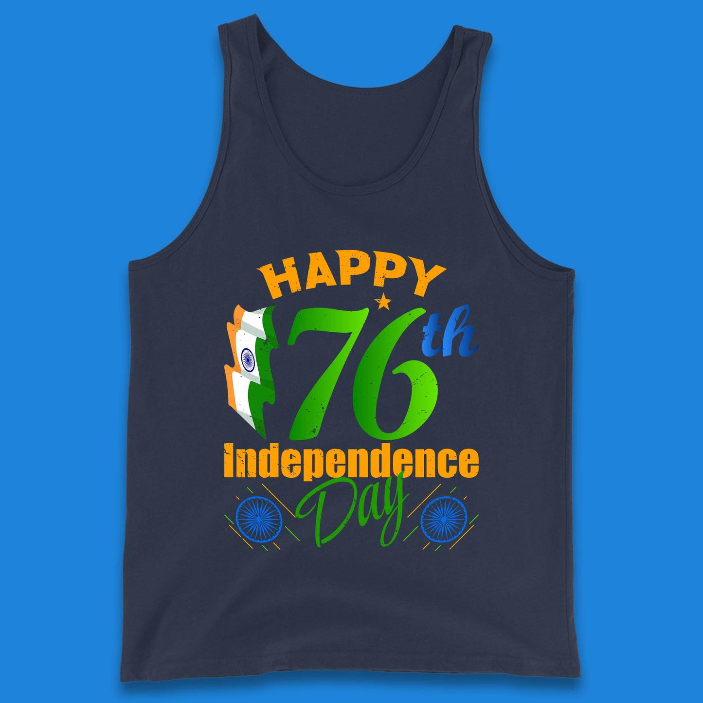 Happy India 76th Independence Day 15th August Patriotic Indian Flag Tank Top