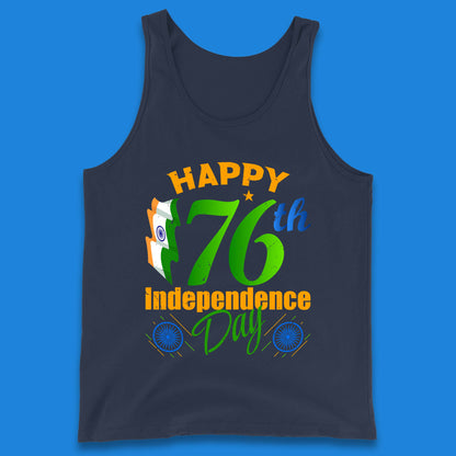 Happy India 76th Independence Day 15th August Patriotic Indian Flag Tank Top
