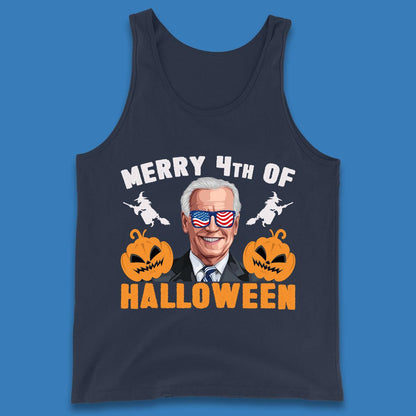 Merry 4th Of Halloween Funny Confused Joe Biden 4th Of July Tank Top