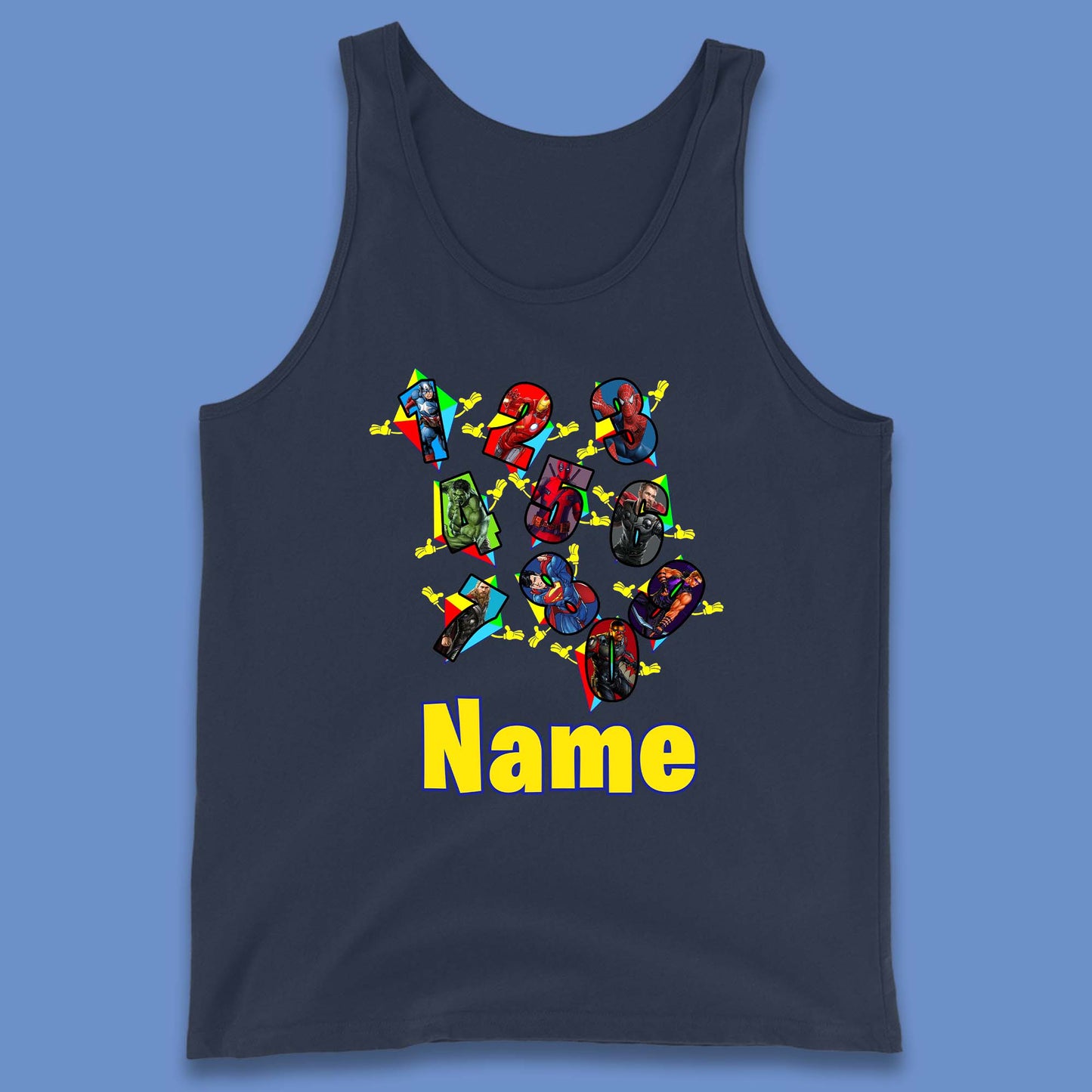 Personalised Number Day Superheroes Superheroes Tank Top