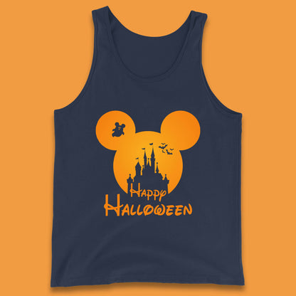 Happy Halloween Mickey Mouse Disney Castle Halloween Scary Boo Flying Bats Tank Top