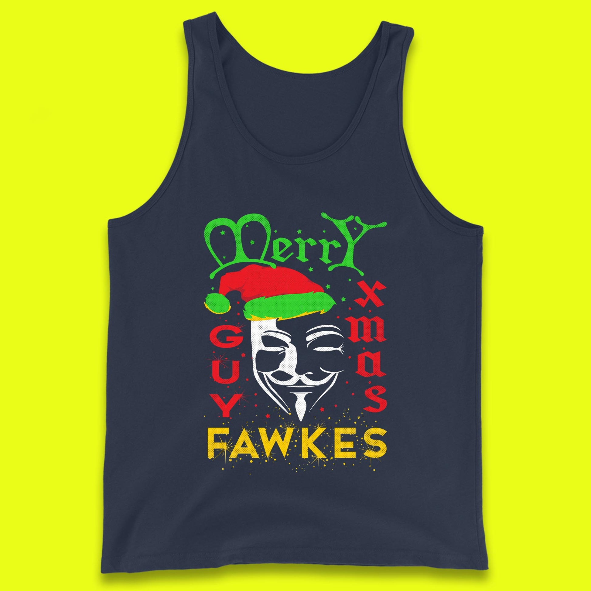 anonymous mask christmas tank top