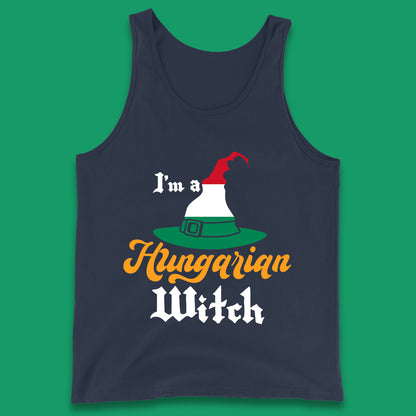 I'm A Hungarian Witch Halloween Witch Hat Hungarian Flag Tank Top