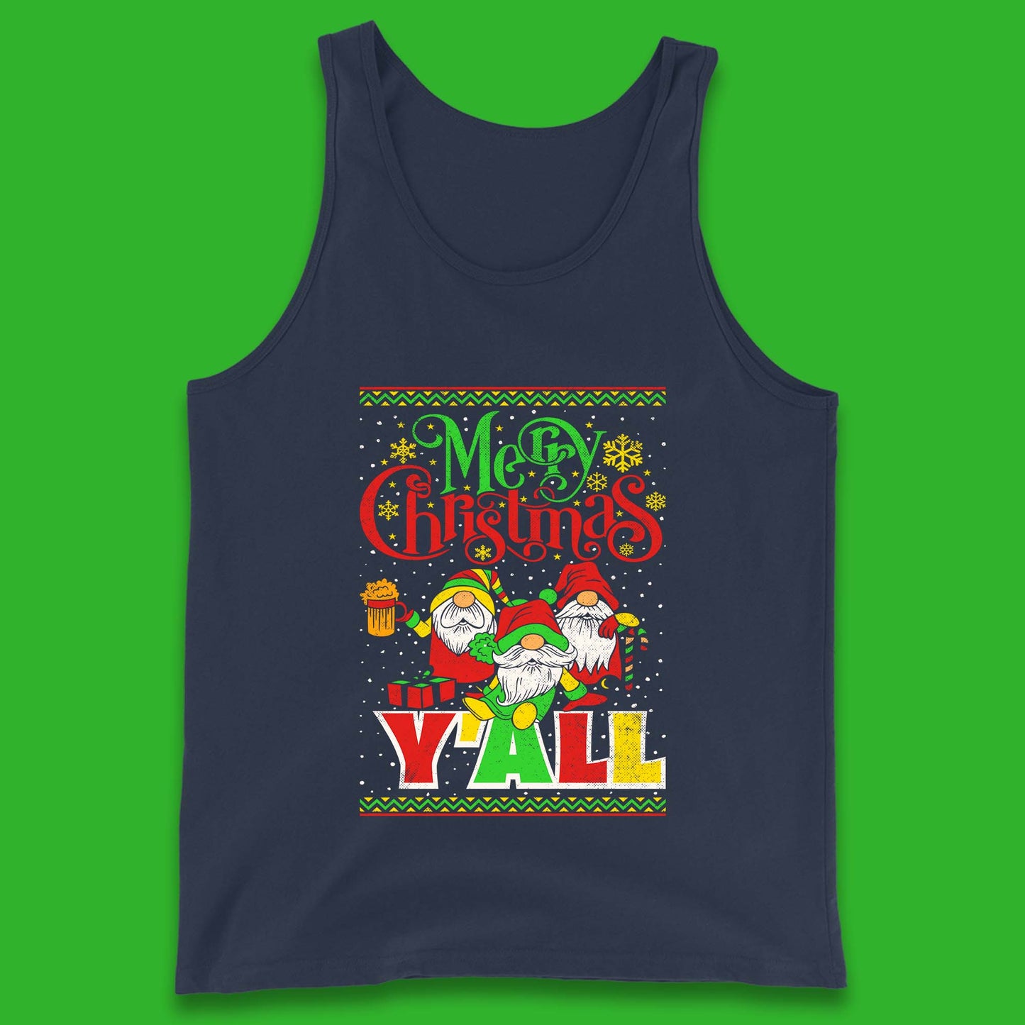 gnome christmas ringer tank top