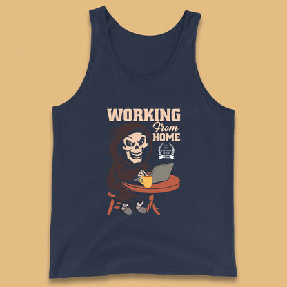 Working From Home Best Employee Of The Year Funny Death Halloween Tank Top