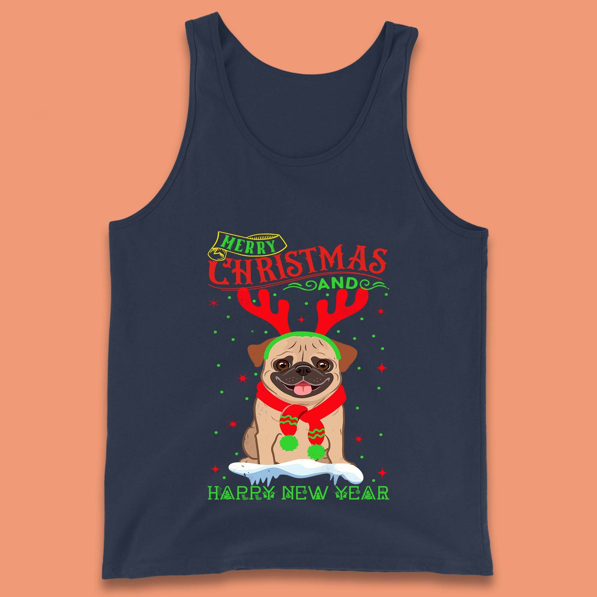 christmas pug dog tank top