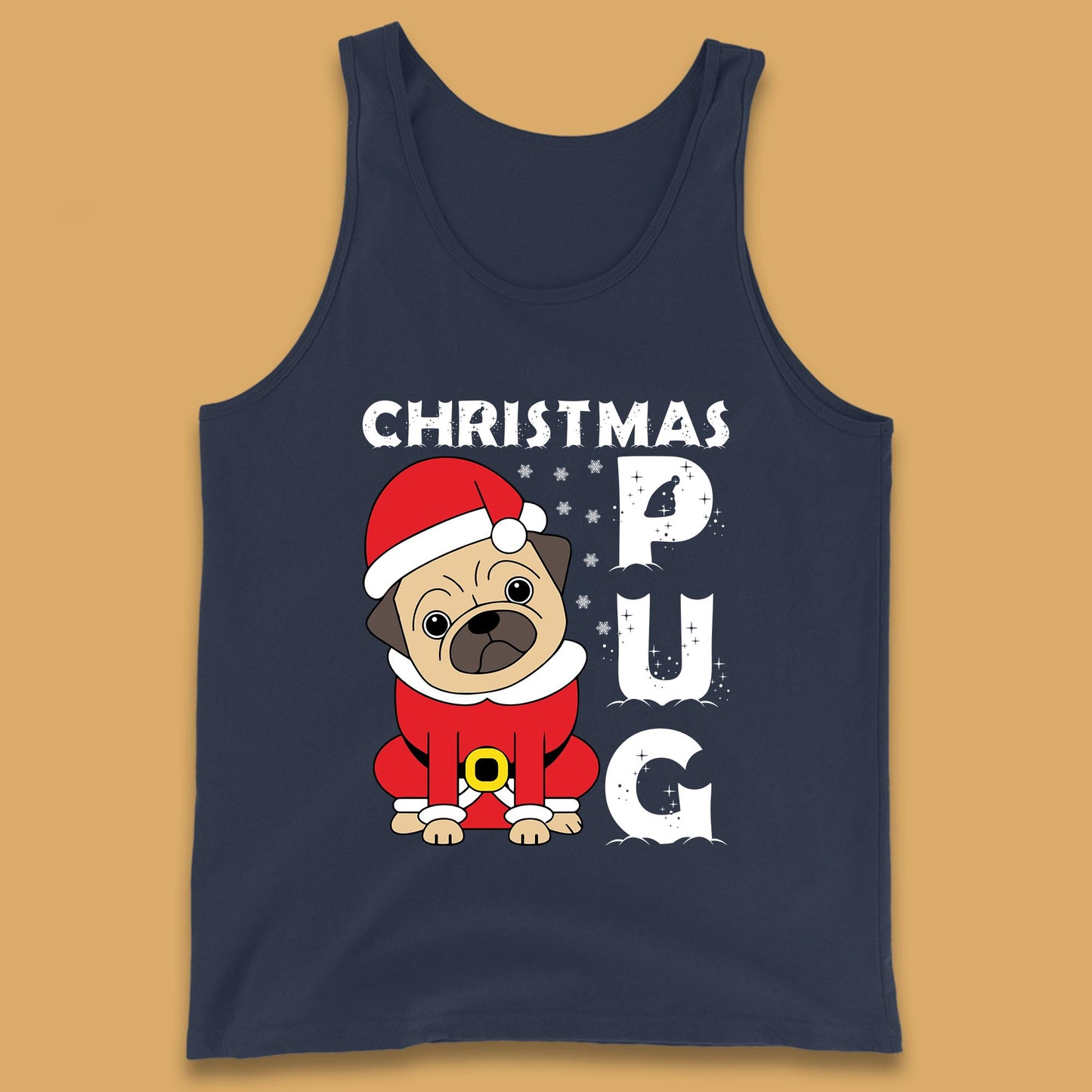 christmas pug dog tank top