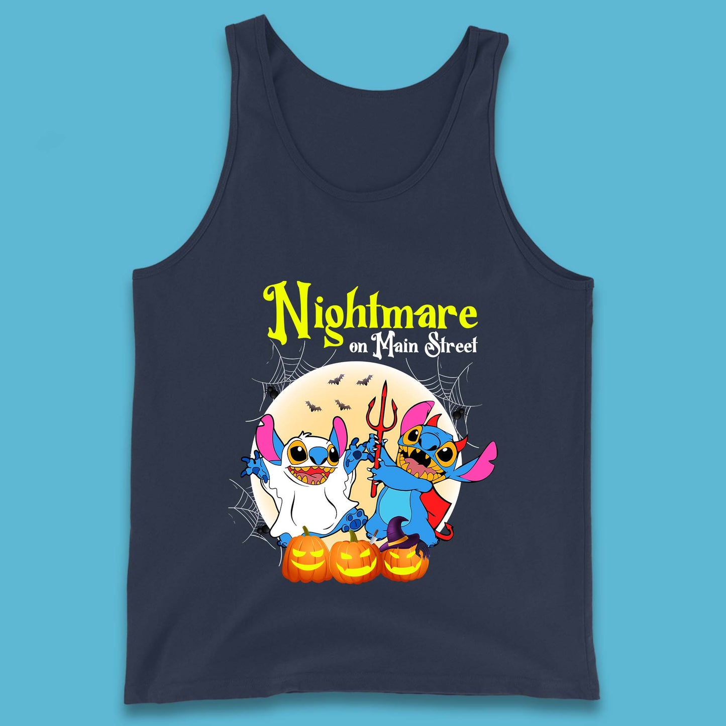 Nightmare On Main Street Vintage Stitch Halloween Devil Ghost Stitch Disney Halloween Lilo & Stitch Disney Trip Tank Top