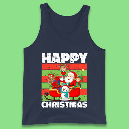 santa and friends on sleigh christmas tank top