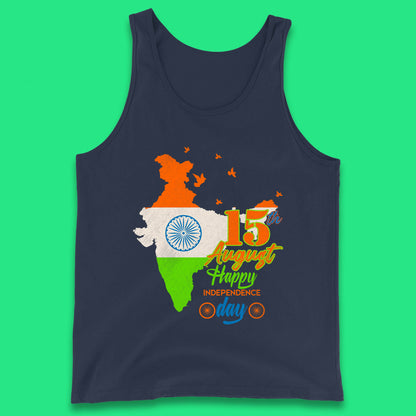 15th August India Happy Independence Day Patriotic Indian Map Flag Tank Top
