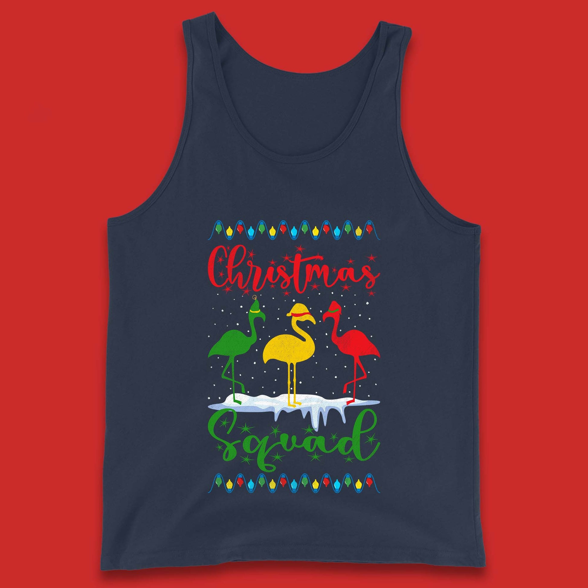 flamingos christmas tank top
