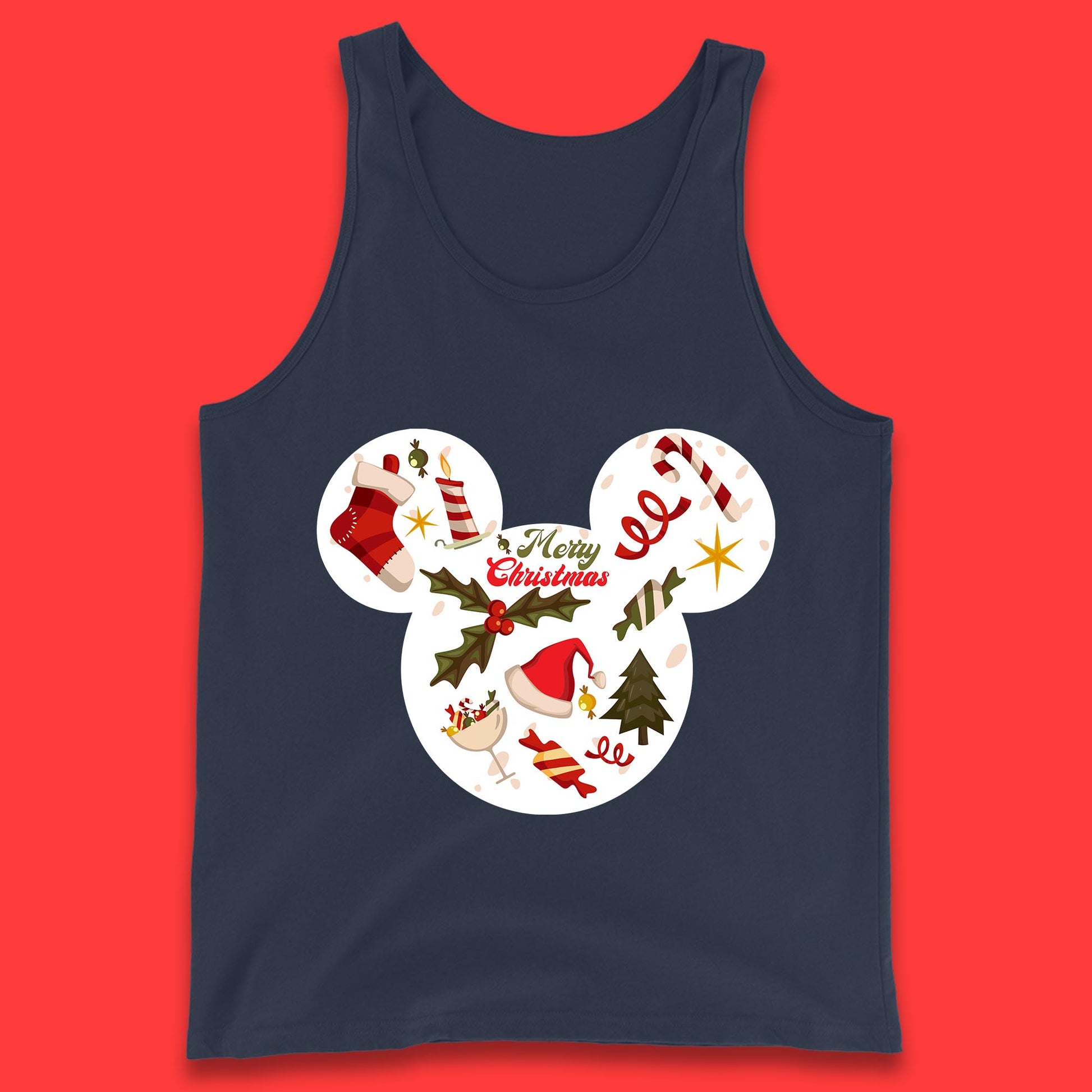 merry christmas disney mickey mouse head tank top