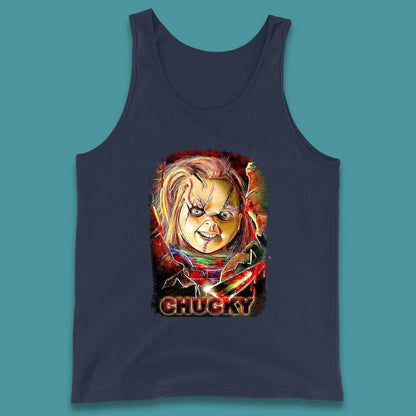 Chucky Distressed Childs Play Horror Monster Creepy Doll Toy Scary Halloween Scary Movie Character Tank Top