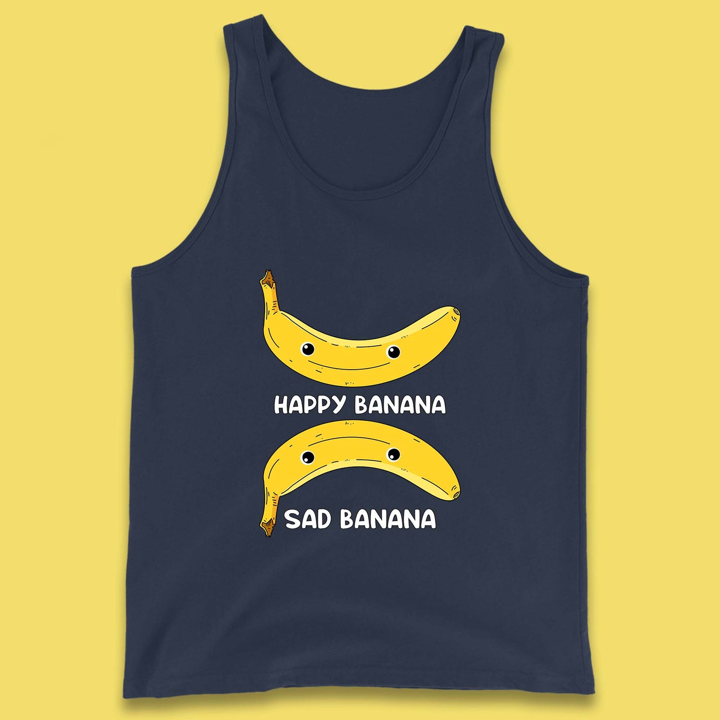 Happy Banana Sad Banana Funny Meme Pun Joke Smiling Face Tank Top