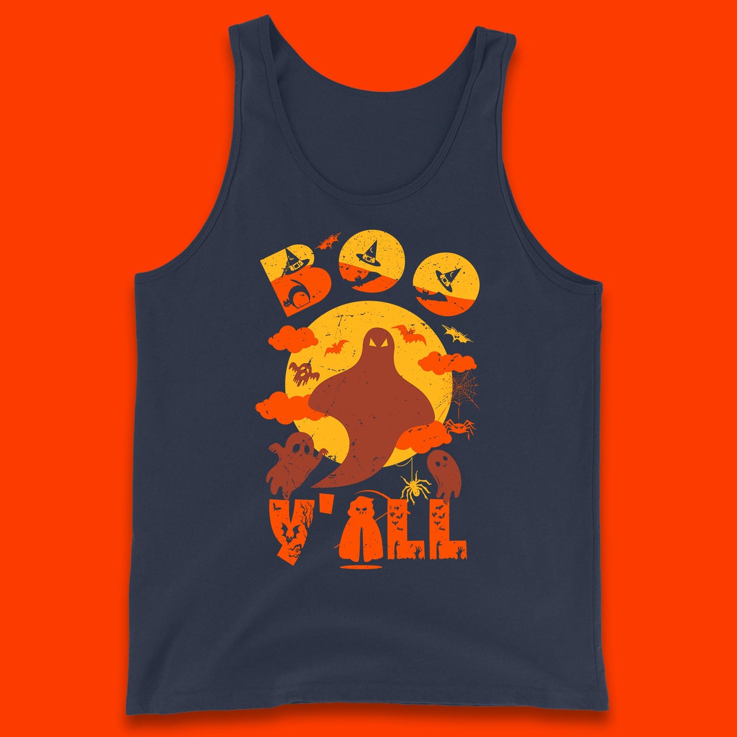 Halloween Boo Y'all Hey Boo Funny Spooky Halloween Party Tank Top